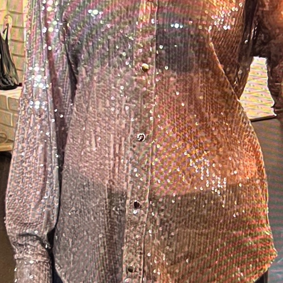 4SI3NNA Long-Sleeve Sequin Buttondown Shirt from Anthropologie - Picture 1 of 6